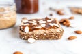 almond butter swirl on a slice of whole grain toast