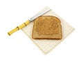 Almond butter wheat toast with knife Royalty Free Stock Photo