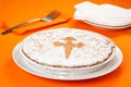 Almond cake from santiago of compostela Royalty Free Stock Photo