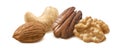 Almond, cashew, pecan, walnut isolated on white background