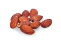 Almond closeup isolated on white background. With clipping paths