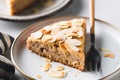 Almond coffee cake closeup view Royalty Free Stock Photo