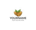Almond colorful logo template. Plant vector design