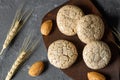 Almond cookie Acibadem with almond on rustic background Royalty Free Stock Photo