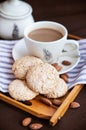 Almond cookies and cup of coffee Royalty Free Stock Photo