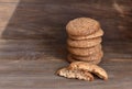 Almond Cookies on wood board.