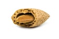 Almond with cracked nutshell Royalty Free Stock Photo