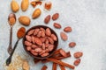 Almond. Crispy roasted almonds in brown sugar with cinnamon Royalty Free Stock Photo