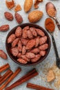 Almond. Crispy roasted almonds in brown sugar with cinnamon Royalty Free Stock Photo