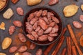 Almond. Crispy roasted almonds in brown sugar with cinnamon Royalty Free Stock Photo