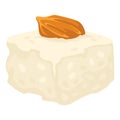 Almond dessert Turkish delight cube with nut isolated dish