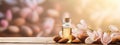 almond essential oil in a bottle. Generative AI,