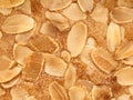 Almond flake topping on cake food background