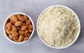 Almond flour and almonds Royalty Free Stock Photo