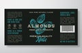 Almond Food Label Template. Abstract Vector Packaging Design Layout. Modern Typography Banner with Hand Drawn Nuts