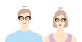 Almond frame glasses on women and men flat character fashion accessory illustration. Sunglass front view silhouette