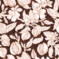 Almond garden. Vector nature seamless pattern Royalty Free Stock Photo
