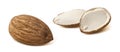 Almond half set group on white background