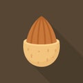 Almond in Hard Shell Flat Vector Illustration Royalty Free Stock Photo
