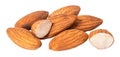 Almond isolated. Almonds on white background with clipping path Royalty Free Stock Photo