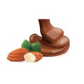 Almond with liquid chocolate Royalty Free Stock Photo