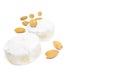 Almond mantecado, polvoron on a white isolated background