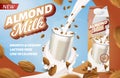 Almond Milk Horizontal Banner Fortified Diet Drink