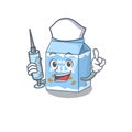 A almond milk hospitable Nurse character with a syringe Royalty Free Stock Photo