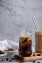 Almond milk iced coffee, refreshing energizing drink