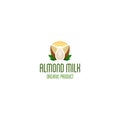 Almond milk logo. Organic product vector emblem.