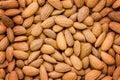 Almond nut background image flat lay
