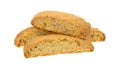 Almond nut biscotti on a white background