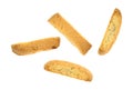 Almond nut biscotti on a white background top view