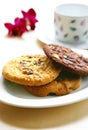 Almond, nut and chocolate chip cookies Royalty Free Stock Photo