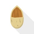 Almond nut icon, flat style Royalty Free Stock Photo
