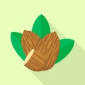 Almond nut leaf icon, flat style Royalty Free Stock Photo