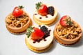 Almond nut tart on top fresh strawberry and blueberry cheese Royalty Free Stock Photo