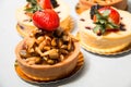 Almond nut tart on top fresh strawberry and blueberry cheese Royalty Free Stock Photo