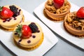 Almond nut tart on top fresh strawberry and blueberry cheese Royalty Free Stock Photo