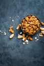 Almond nuts in bowl. Almonds