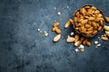 Almond nuts in bowl. Almonds