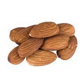 Almond nuts isolated on white background, closeup, detailed walnut skin texture