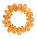 Almond nuts out on a circle