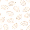 Almond nuts seamless pattern. Food background. Royalty Free Stock Photo