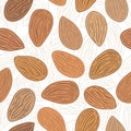 Almond nuts seamless pattern