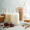 Almond and oat milk sweetened with dates and cocoa