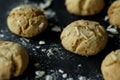 Almond and oats cookies with a beautiful bokeh background perfectly baked