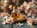 almond oil from almond nut, almond flower, ingredient for cosmetics and beauty