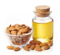 Almond oil and almonds Royalty Free Stock Photo