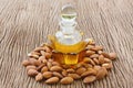 Almond oil and almonds seed Royalty Free Stock Photo